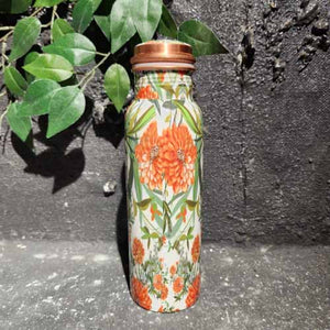 Floral Ayurveda Copper Water Bottle