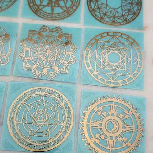 Sacred Geometry Symbol Metallic Self-Adhesive Sticker (assorted symbols. approx. 3.5x4cm diameter)