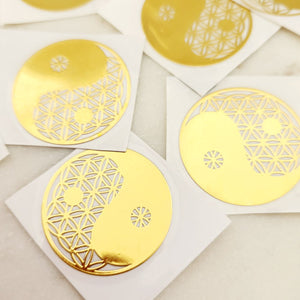 Yin Yang/Flower of Life Metallic Self-Adhesive Sticker