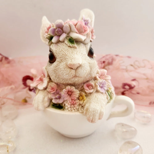 Floral Rabbit in Teacup (approx. 15cm)