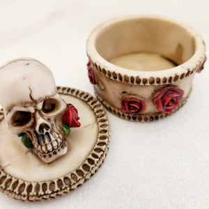 Skull on Box with Roses