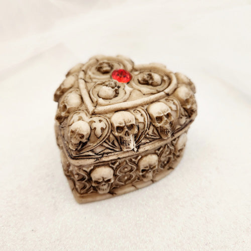 Skull Heart Shaped Trinket Box (approx. 9cm)