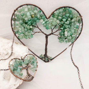 Green Aventurine Tree of Life Hanging Heart