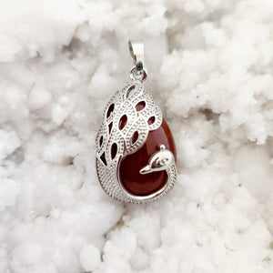 Carnelian in Peacock Setting Pendant