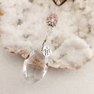 Rose Quartz Tree of Life Hanging Heart with Prism