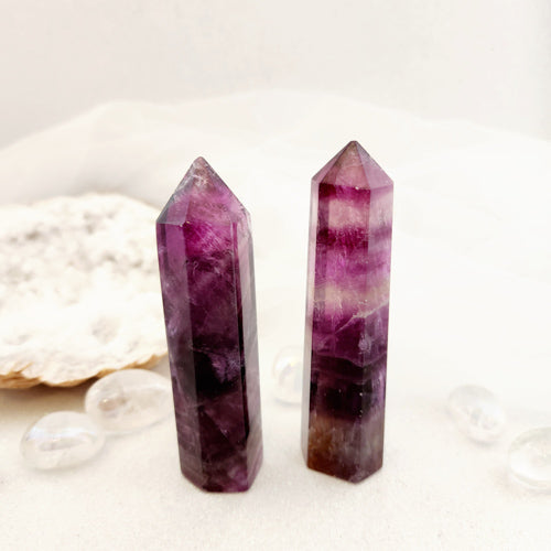 Magenta Fluorite Polished Point (assorted. approx. 10-10.2x2.7-2.8cm)
