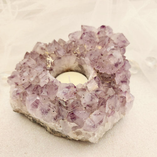 Amethyst Cluster Candle Holder (approx. 12.9x12.5x7cm)