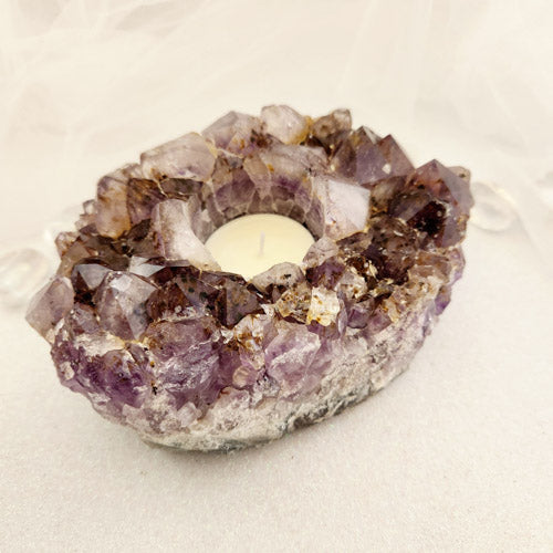 Amethyst Cluster Candle Holder (approx. 14.8x9.8x6.1cm)