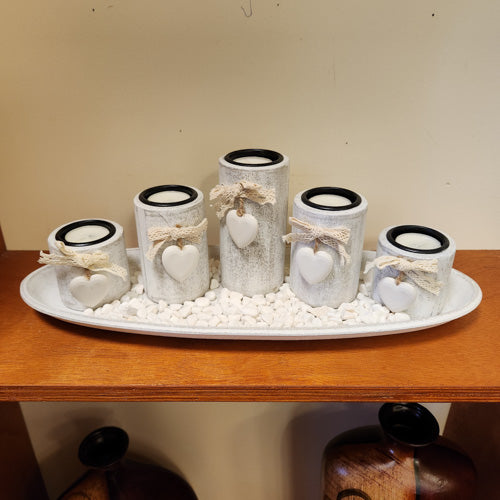 Hearts 5 Piece Candle Holder Set (approx. 38cm)