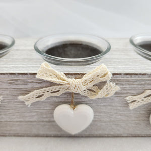 Triple Candle Holder with Hanging Hearts