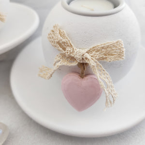 Round Candle Holder with Hanging Heart