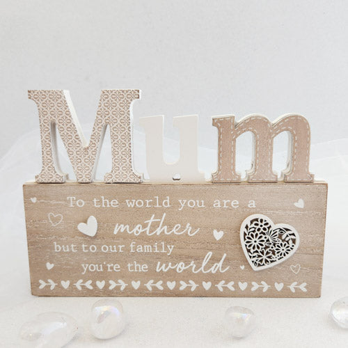 Mum Wooden Plaque (approx. 20cm)