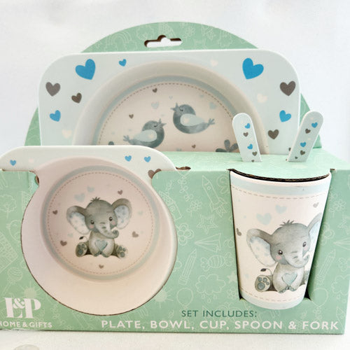 Baby 5pc Dining Set (Blue Elephant)