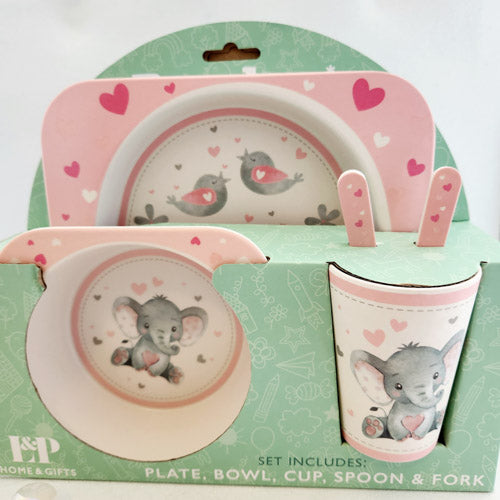 Baby 5pc Dining Set (Pink Elephant)