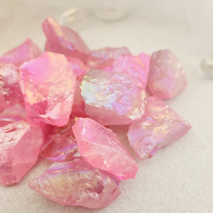 Pink Electroplated Quartz Rough Rock