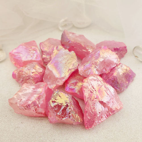 Pink Electroplated Quartz Rough Rock (assorted. approx. 4.2-5.9x3.2-4.5cm)