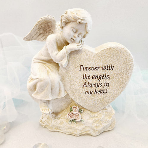 Angel on Memorial Heart (approx. 20cm)