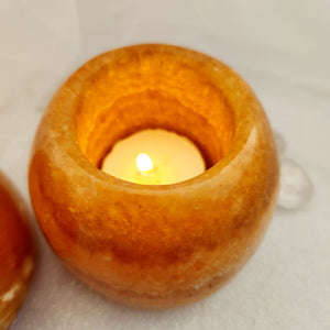 Orange Calcite Polished Candle Holder