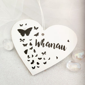 Whanau with Butterflies Heart Hanging