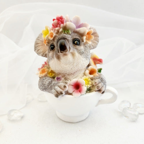 Floral Koala in Teacup (approx. 15cm)