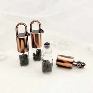 Glass Roller Perfume Bottle with Black Obsidian Roller & Chips