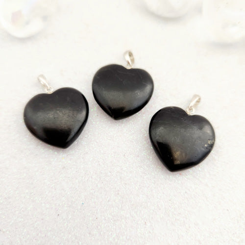 Shungite Heart Pendant (assorted. sterling silver bale)