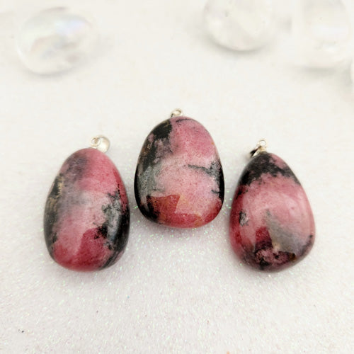 Rhodonite Tumble Pendant (assorted. sterling silver bale)