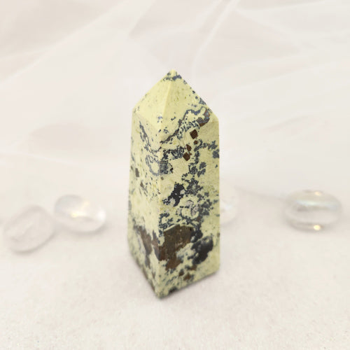 Serpentine with Pyrite Obelisk (approx. 7.9x3cm)