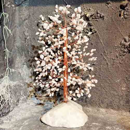 White Jade Crystal Tree with White Jade Base (assorted. approx. 33cm)