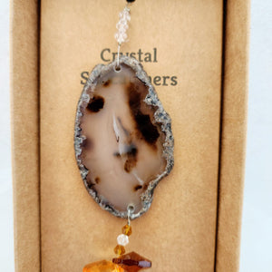 Brown Dyed Agate Hanging Prism
