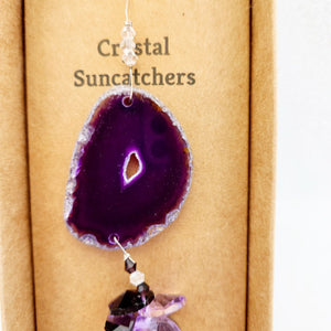 Purple Dyed Agate Hanging Prism