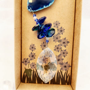 Blue Dyed Agate Hanging Prism