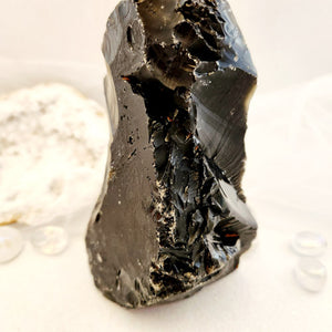 Black Obsidian Rough Rock with Cut Base