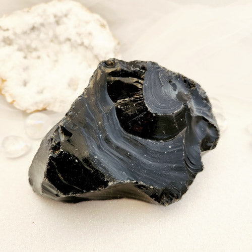 Black Obsidian Rough Rock (approx. 14.8x10.5cm)