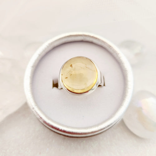 Citrine Round Domed Ring (sterling silver)