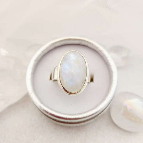 Rainbow Moonstone Ring (sterling silver)