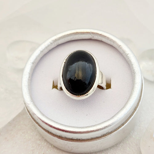 Black Obsidian Oval Ring (sterling silver)