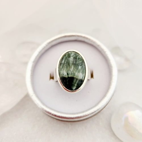 Seraphinite Oval Ring (sterling silver)