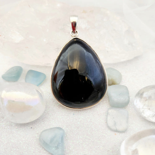 Rainbow Obsidian Tear Drop Pendant (sterling silver)