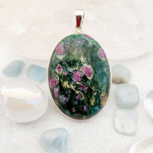 Ruby in Zoisite Oval Pendant