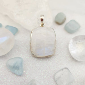 Rainbow Moonstone Rectangular Pendant