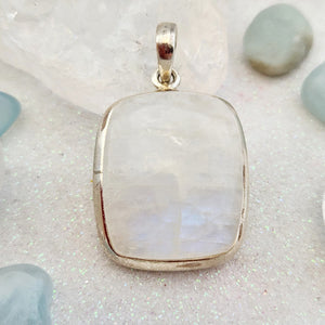 Rainbow Moonstone Rectangular Pendant