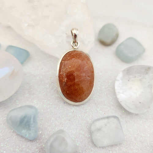 Sunstone Oval Pendant (sterling silver)