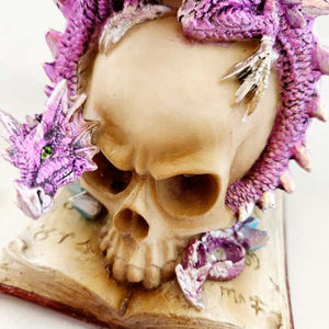 Skull on Book with Purple Dragon with Led