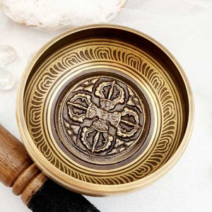 Brass Singing Bowl with Dorje Symbol Engraved Inside
