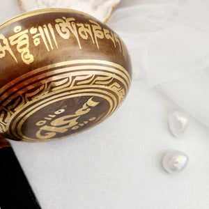 Brass Singing Bowl With Buddha Figures Engraved Inside