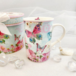 Butterflies and Flowers Mug With Gift Box