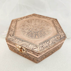 Hexagonal Flower Trinket Box with Copper Finish