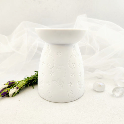 Butterfly White Oil Burner (approx. 12.5x9.5x9.5cm)