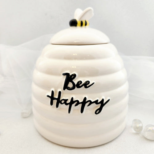 Bee Happy Ceramic Storage Jar (approx.17 x17 x18.5 cm)